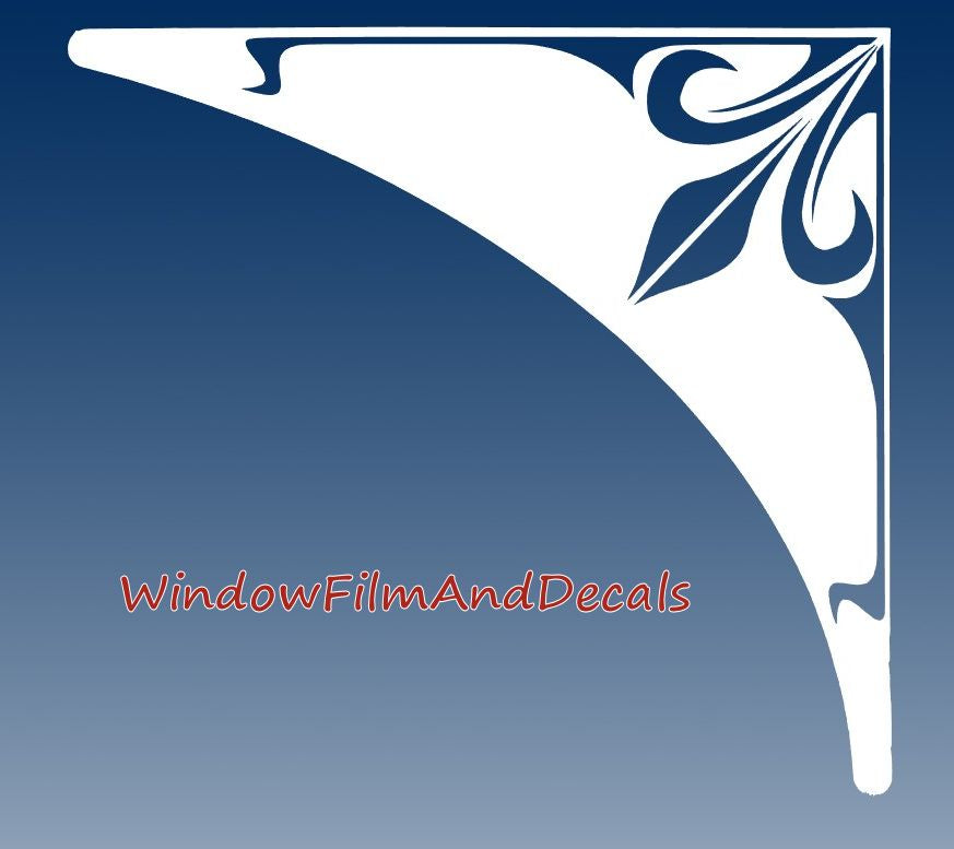 Image displaying the Decorative Corner on the upper right corner with a beautiful blue background so that the white and clear detail of the decal can be seen.