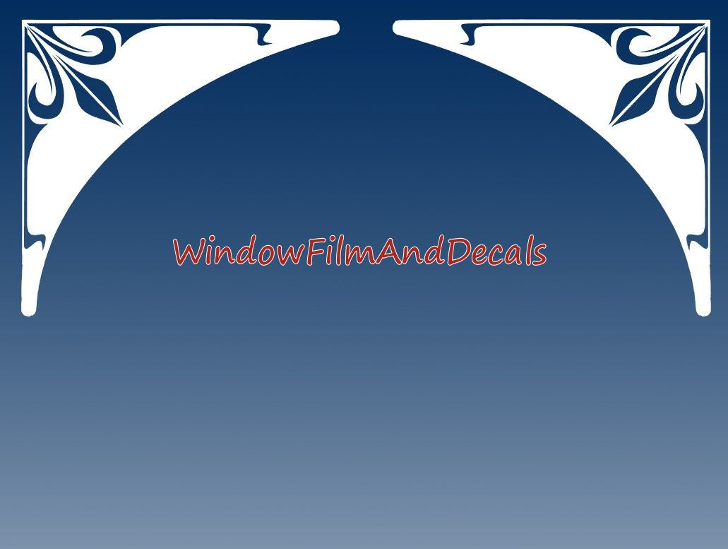 Image displaying both of the Decorative Corners on the upper edge with a beautiful blue background so that you can distinguish the details of the white and clear decal design.