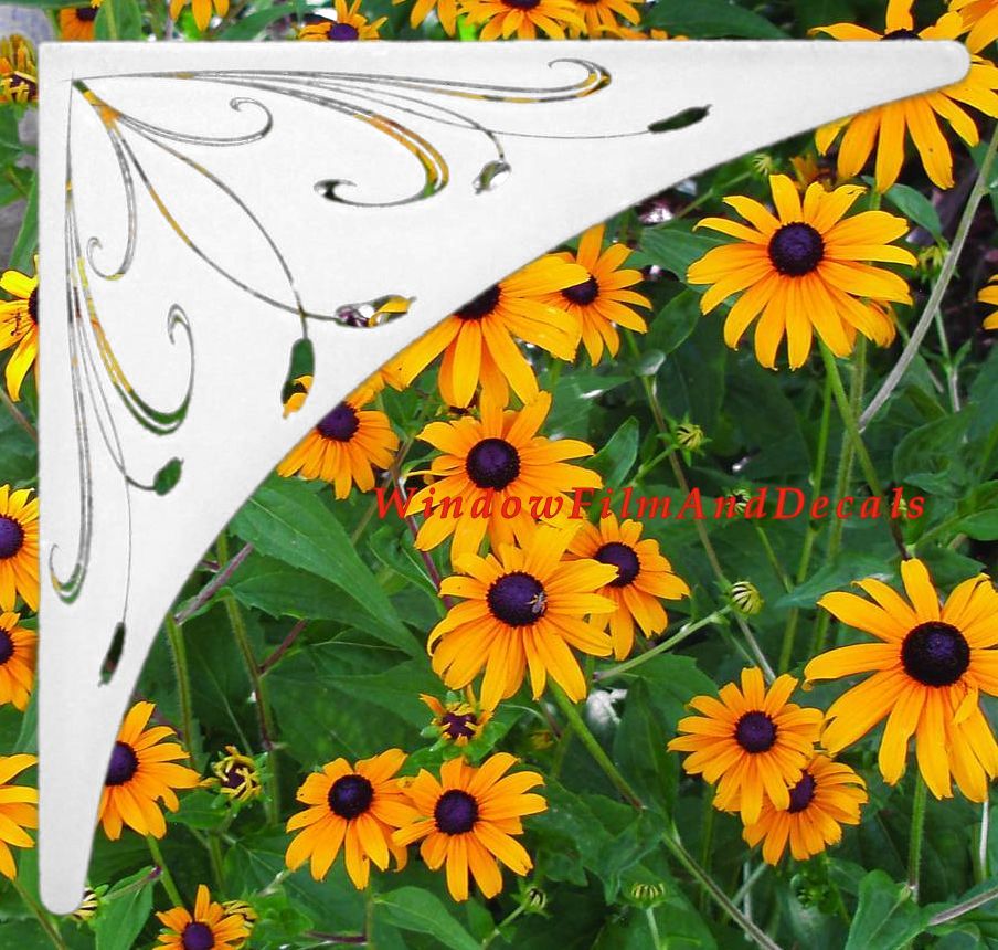 Static Cling Etched Glass Look Vinyl Corners for Glass and Mirrors