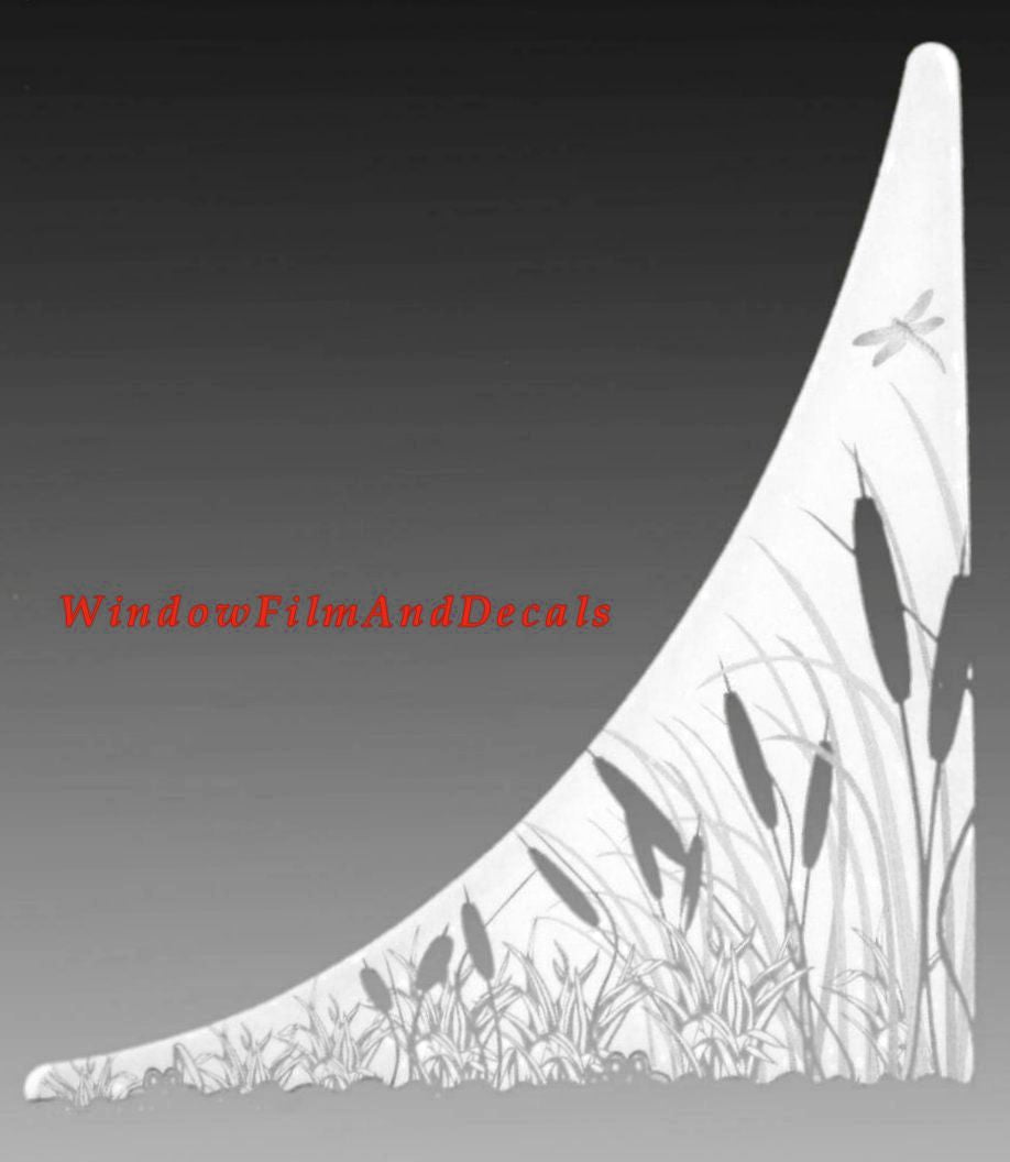 Cattails Static Cling Glass Decal Corners (Set of 2)