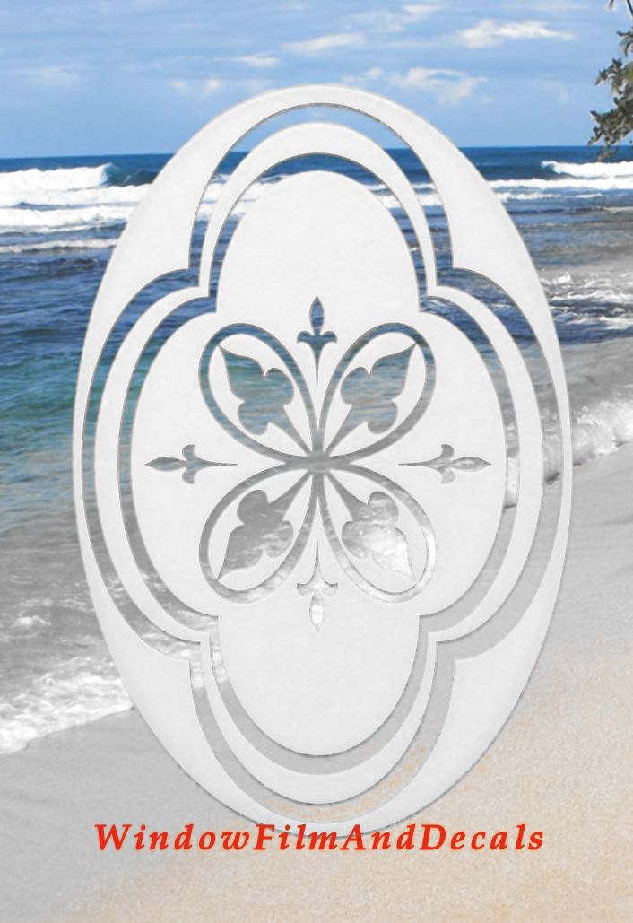 Clear and White Decorative Static Cling Window Decals that look like etched glass