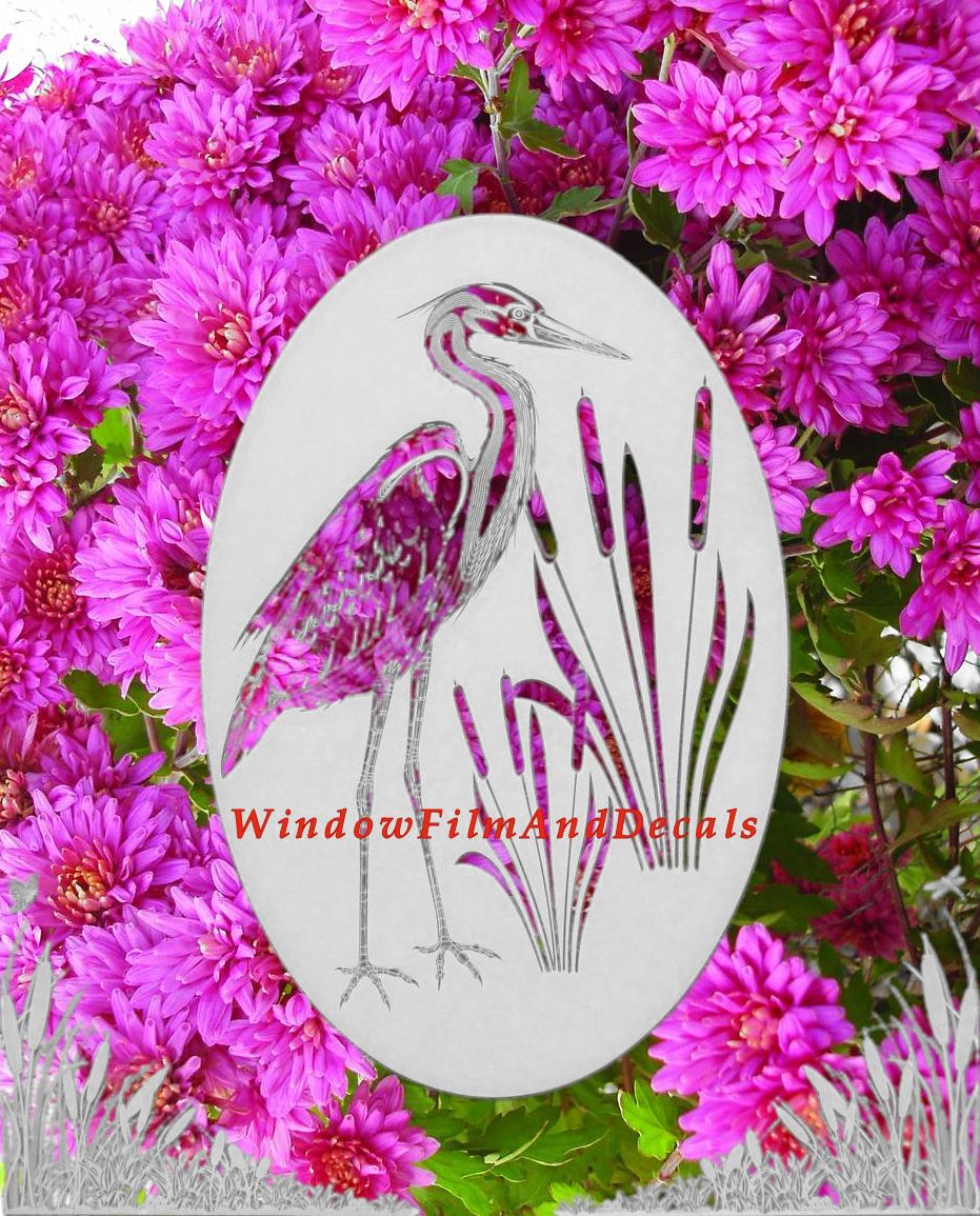 Egret Oval Decal with Cattails Corner Decals