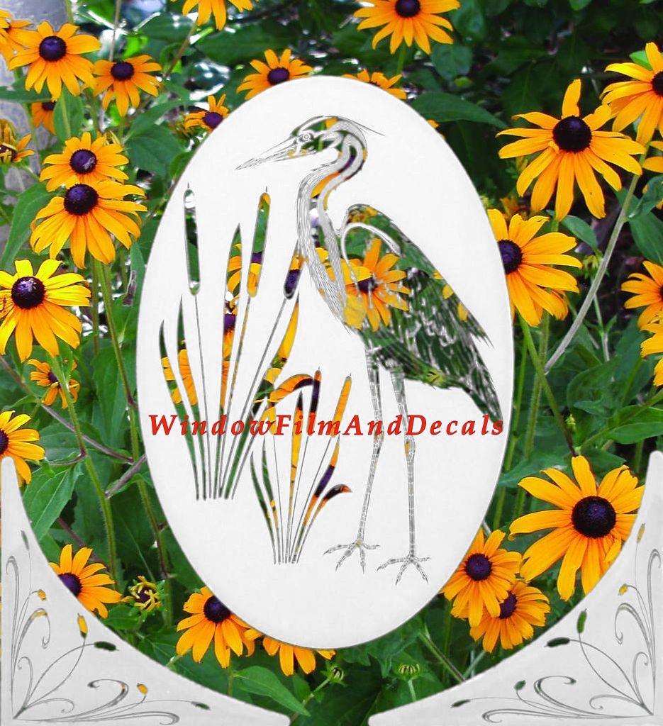 decorative corners with egret oval static cling window decals