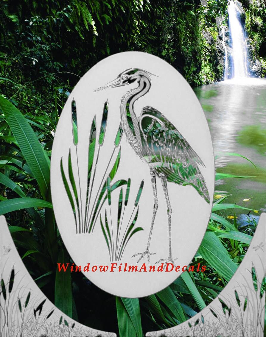 Cattails Static Cling Glass Decal Corners (Set of 2)