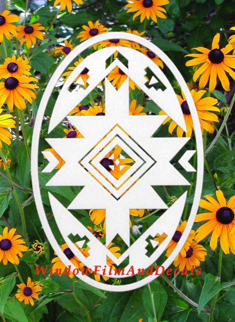 Native Oval Static Cling Window Decal - White w/Clear Design