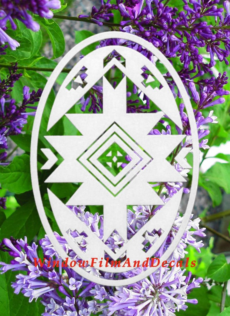 Native Oval Static Cling Window Decal - White w/Clear Design
