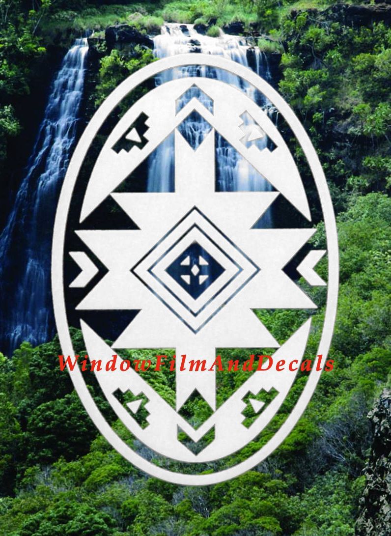 Native Oval Static Cling Window Decal - White w/Clear Design