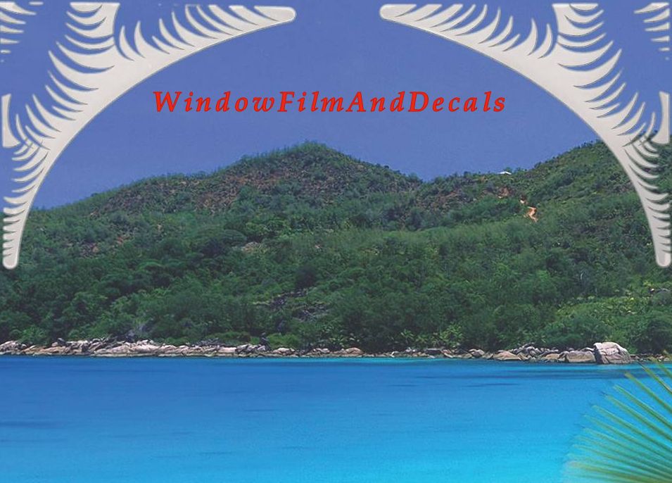 Palm Leaves Static Cling Window Film Decal Corners (Set of 2)