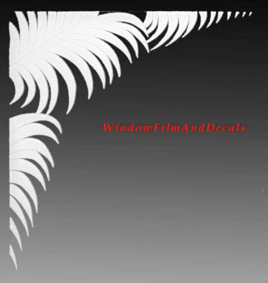 Palm Leaves Reversed Static Cling Window Film Decal Corners (Set of 2)