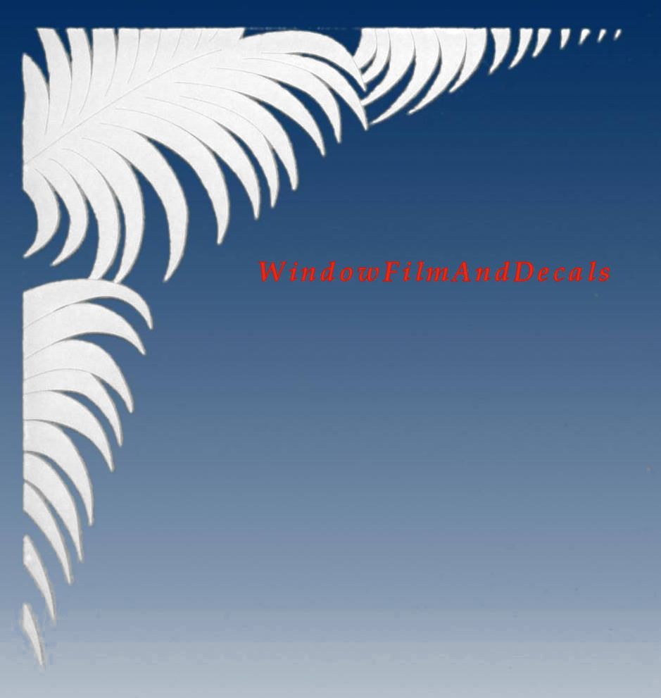Palm Leaves Reversed Static Cling Window Film Decal Corners (Set of 2)