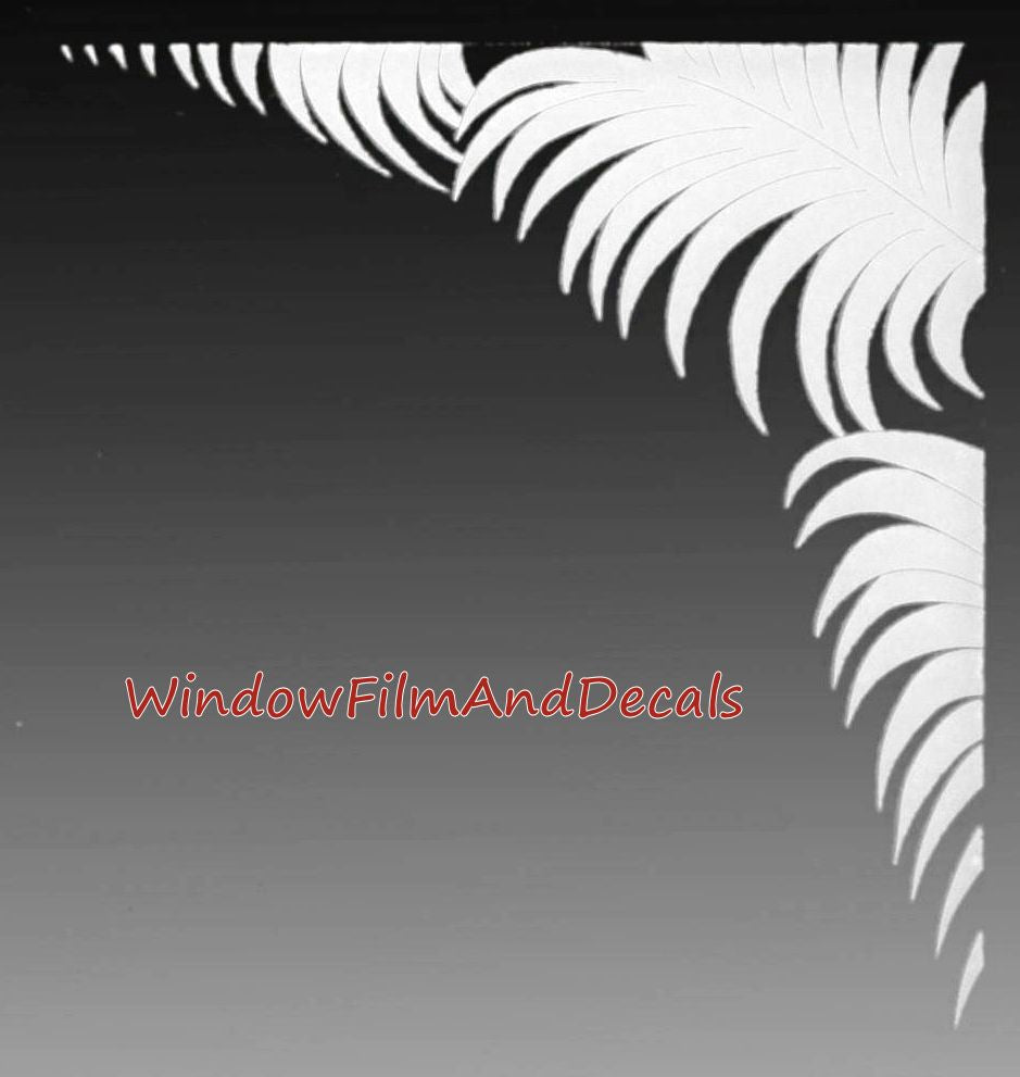 Palm Leaves Reversed Static Cling Window Film Decal Corners (Set of 2)
