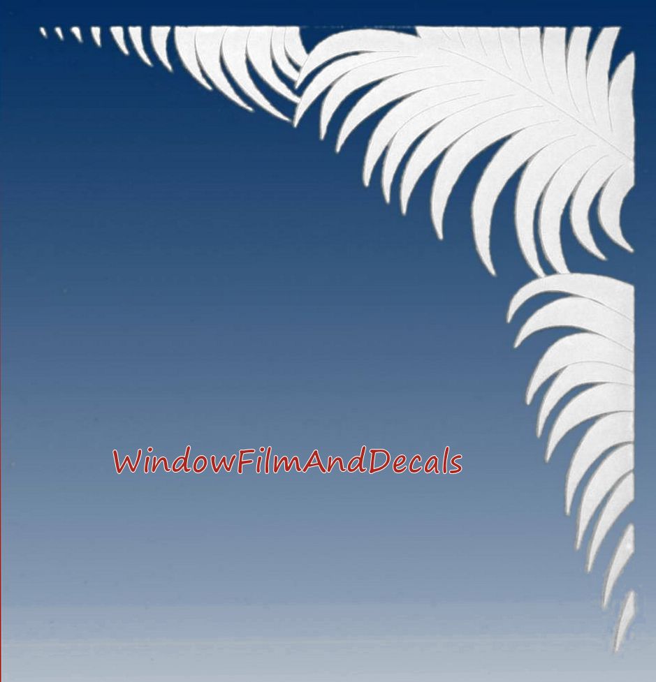 Palm Leaves Reversed Static Cling Window Film Decal Corners (Set of 2)