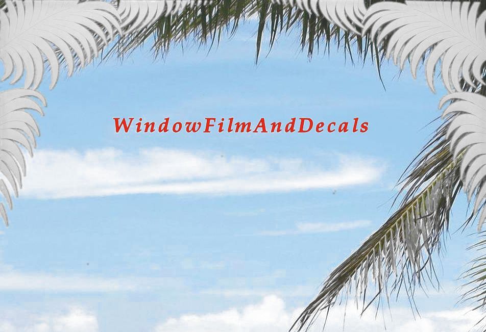 Palm Leaves Reversed Static Cling Window Film Decal Corners (Set of 2)