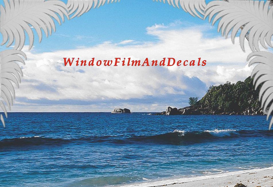 Palm Leaves Reversed Static Cling Window Film Decal Corners (Set of 2)