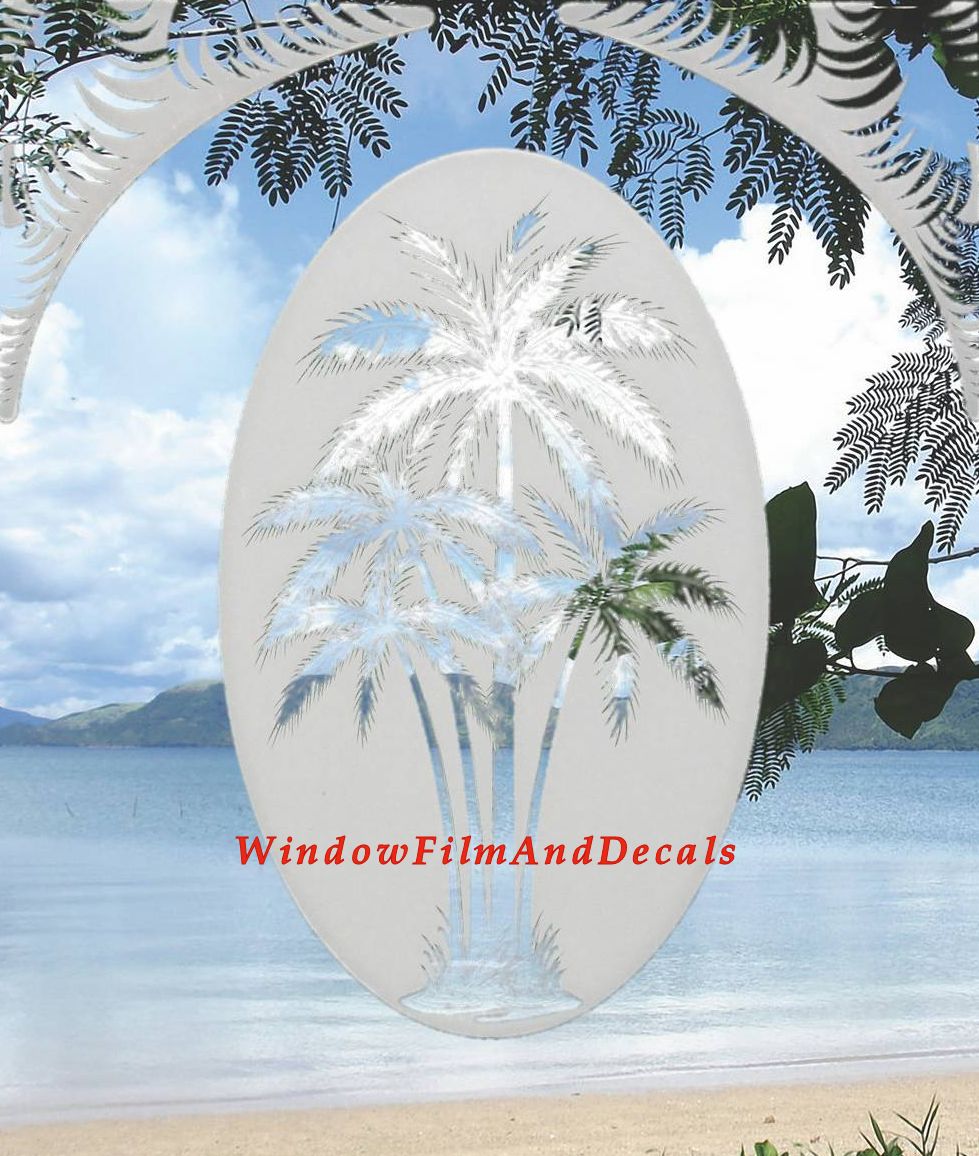 Palm Leaves Static Cling Window Film Decal Corners (Set of 2)