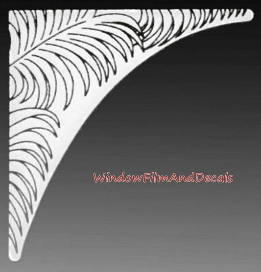 Palm Leaves Frosted Static Cling Window Film Decal Corners (Set of 2)