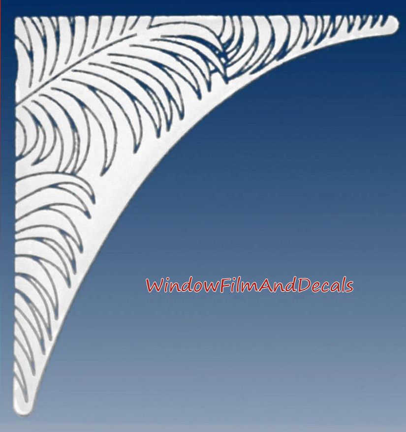 Palm Leaves Frosted Static Cling Window Film Decal Corners (Set of 2)