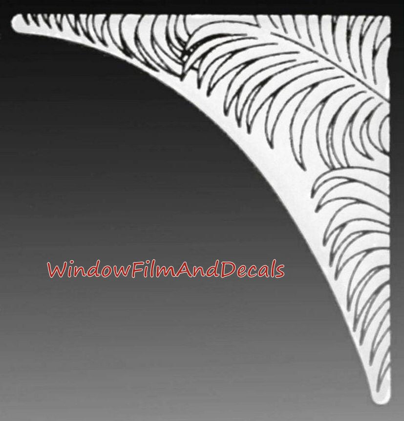 Palm Leaves Frosted Static Cling Window Film Decal Corners (Set of 2)