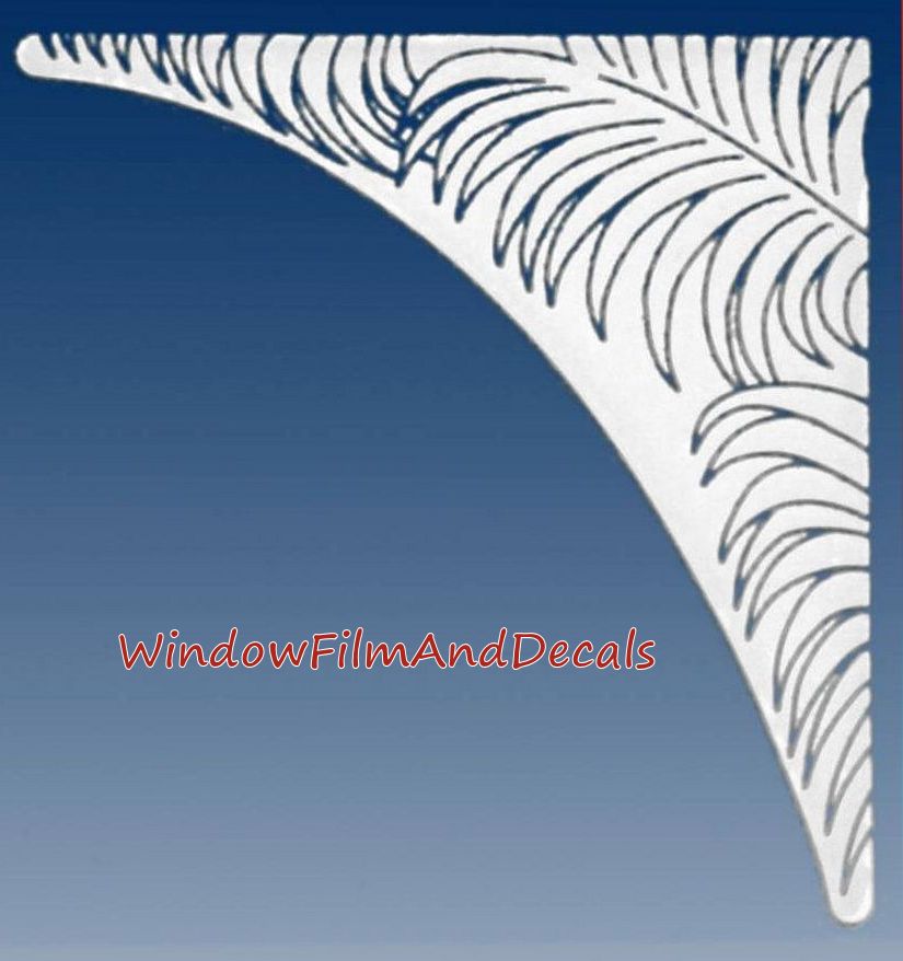 Palm Leaves Frosted Static Cling Window Film Decal Corners (Set of 2)