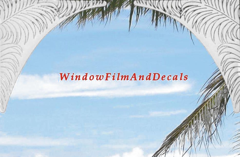 Palm Leaves Frosted Static Cling Window Film Decal Corners (Set of 2)