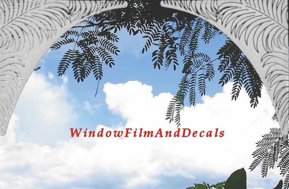 Palm Leaves Frosted Static Cling Window Film Decal Corners (Set of 2)