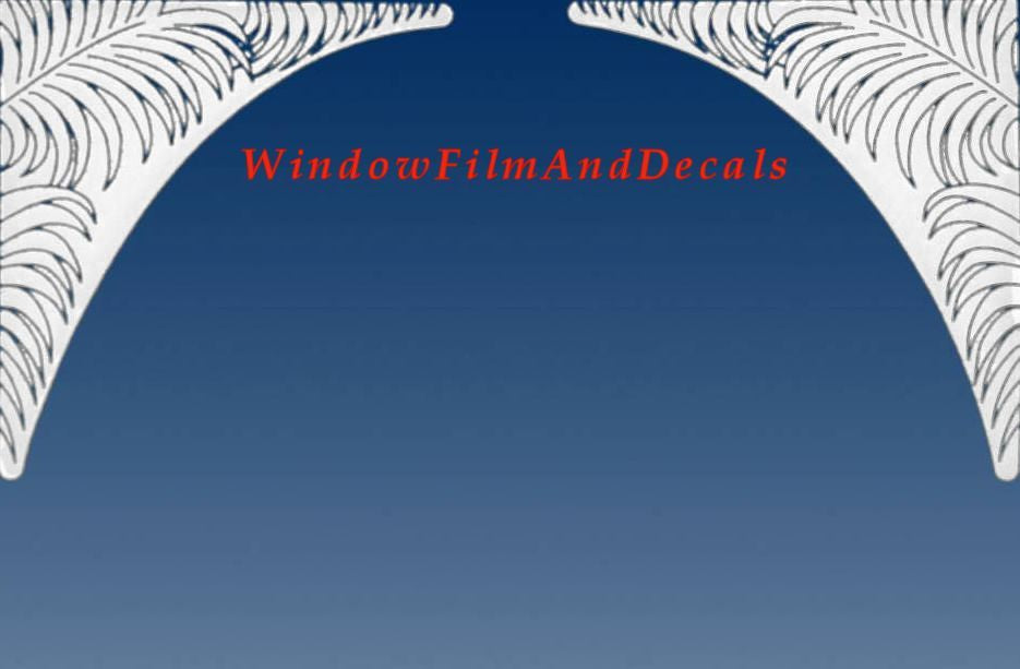 Palm Leaves Frosted Static Cling Window Film Decal Corners (Set of 2)