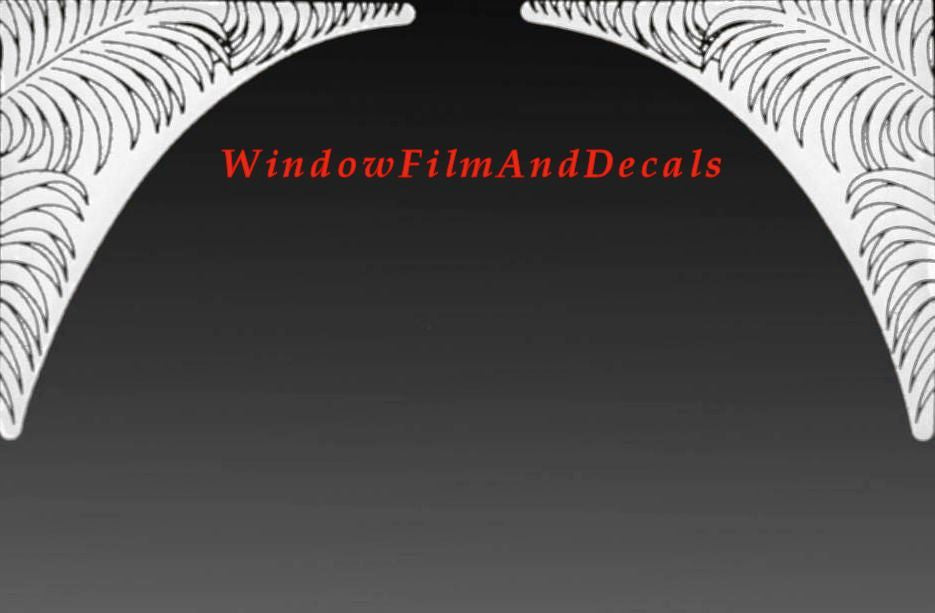 Palm Leaves Frosted Static Cling Window Film Decal Corners (Set of 2)