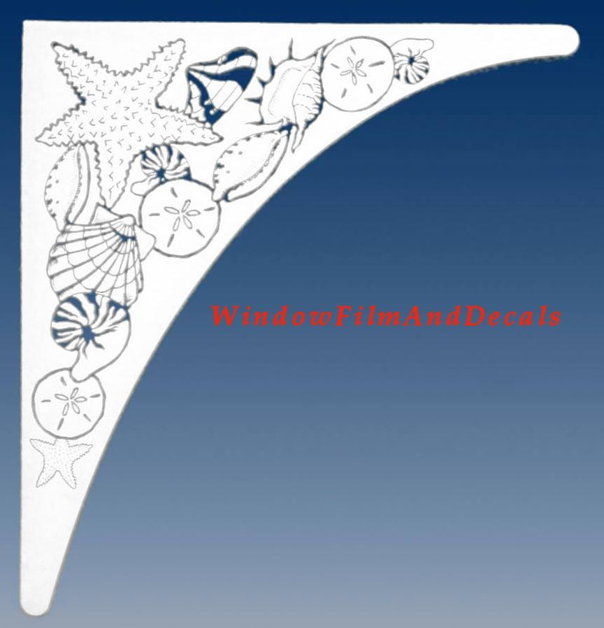 Sea Shells Static Cling Window Decal Corners (Set of 2) - White w/ Clear Design