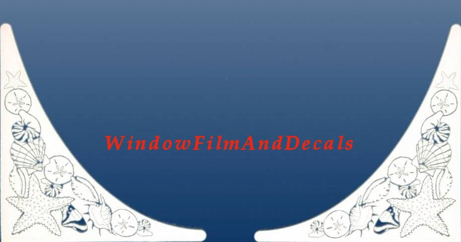Sea Shells Static Cling Window Decal Corners (Set of 2) - White w/ Clear Design
