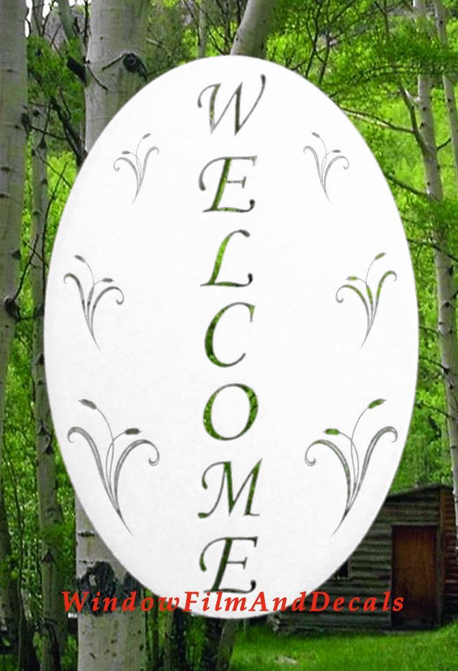Welcome Sign Oval Static Cling Window Decal - White w/Clear Design
