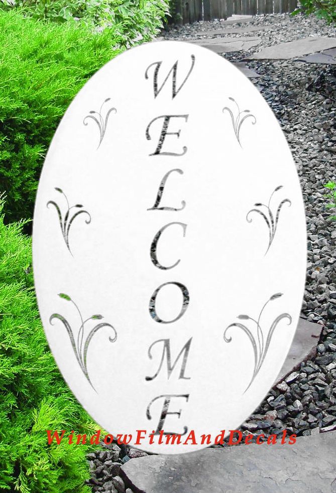 Welcome Sign Oval Static Cling Window Decal - White w/Clear Design