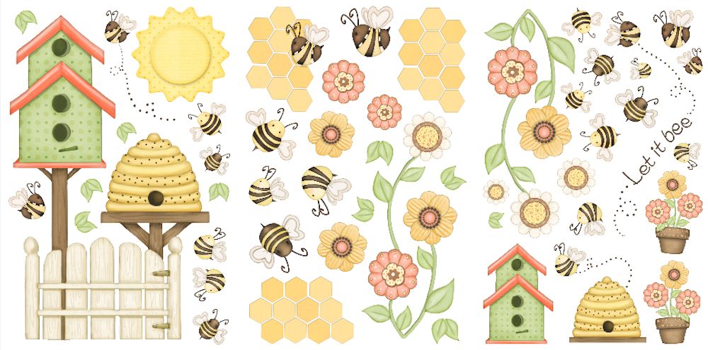 Let it Bee Happy Peel and Stick Wall Decals