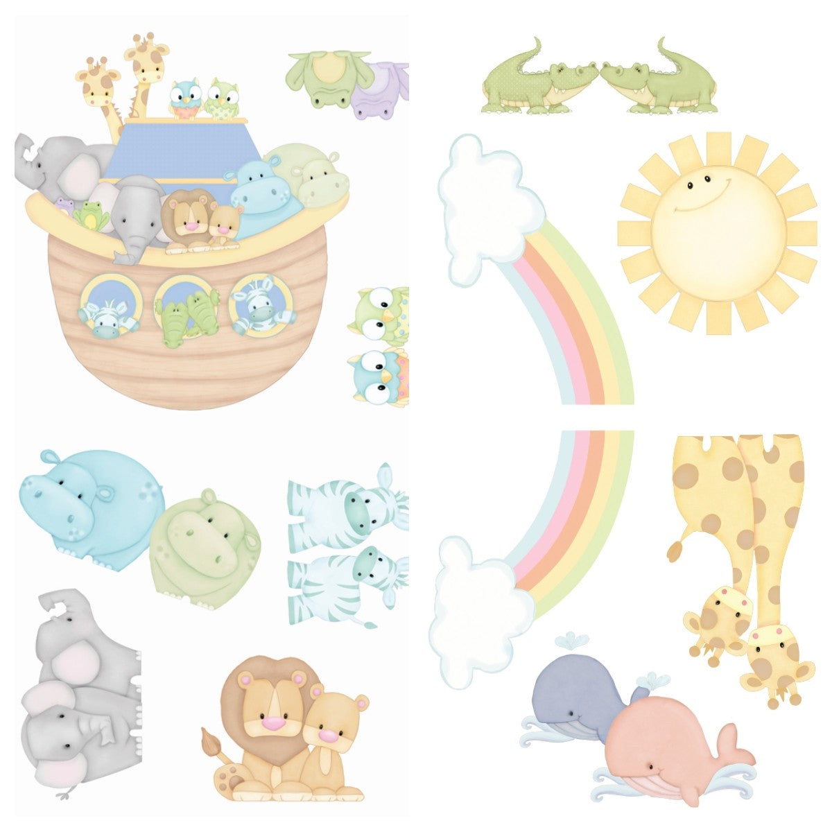 Noah's Ark BLUE Pastel Pairs Giant Peel and Stick Wall Decals