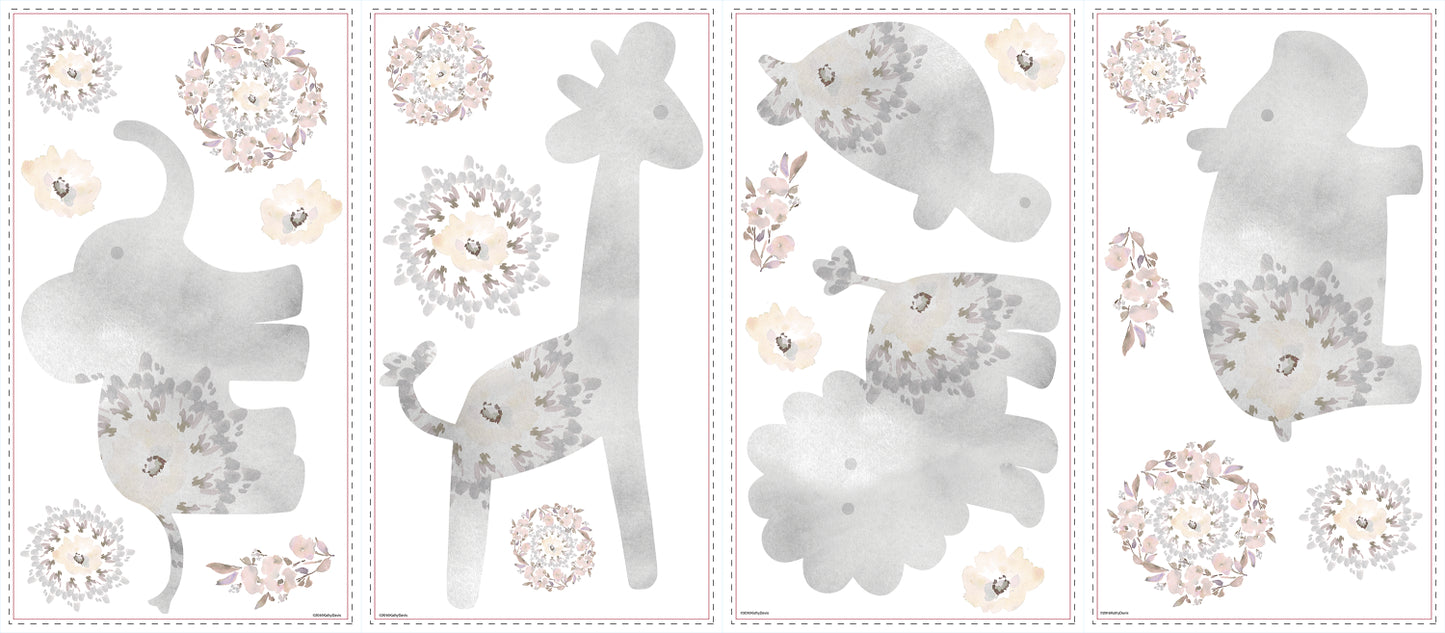 Kathy Davis Gray Baby Animals Peel and Stick Wall Decals