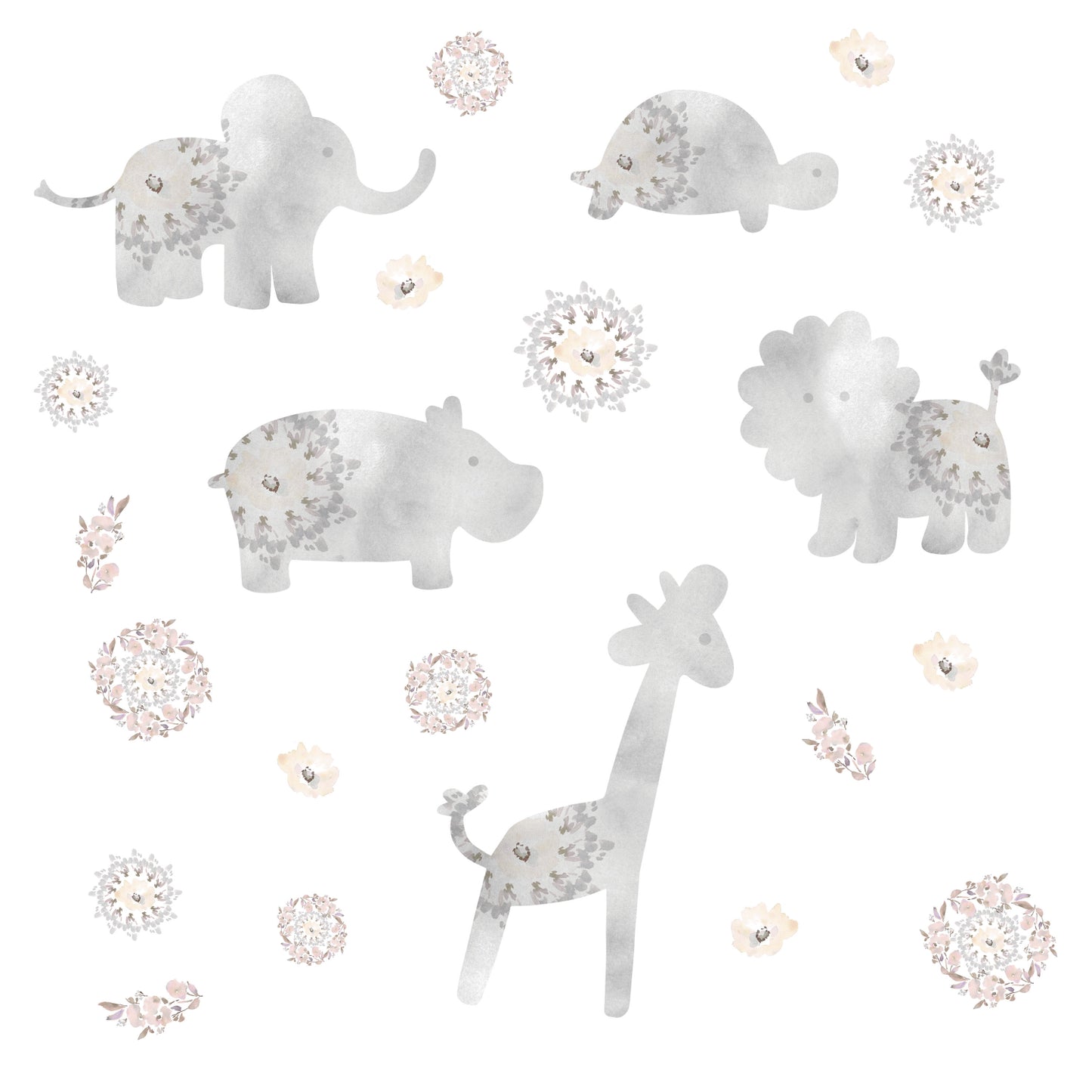 Kathy Davis Gray Baby Animals Peel and Stick Wall Decals