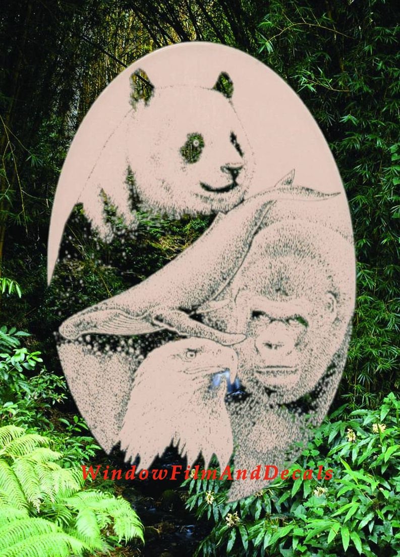 Endangered Species Oval Static Cling Window Decal - White w/Clear Design