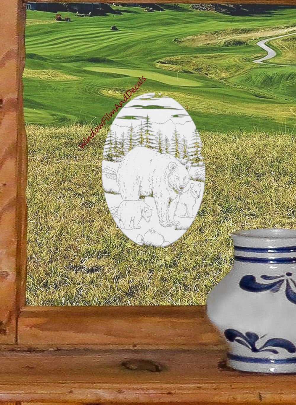 4" x 6" Bear Static Cling Window Decal on Window