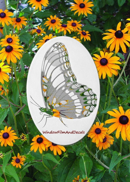 Oval Etched Glass Butterfly Static Cling Decal