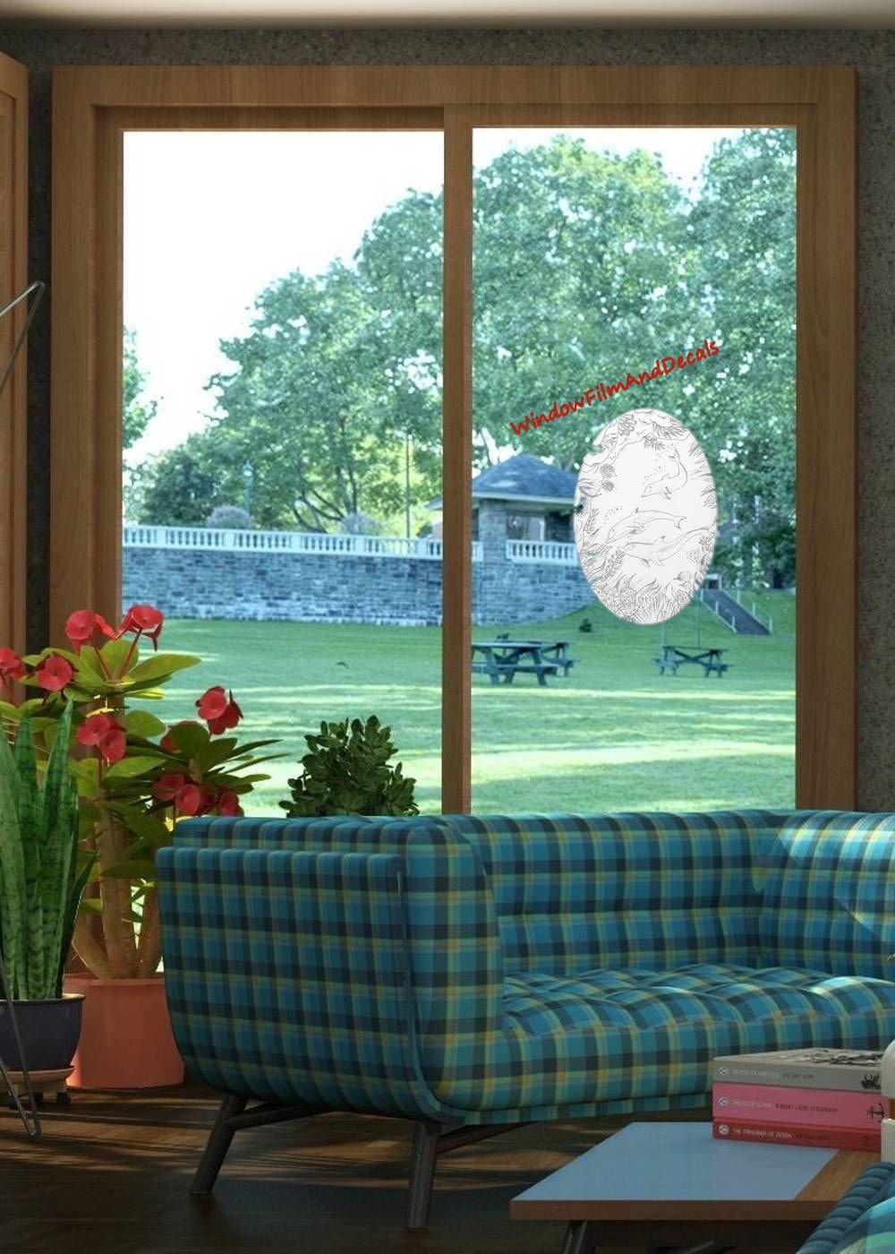 Tropical Beach Ocean Decal for Sliding Glass Doors