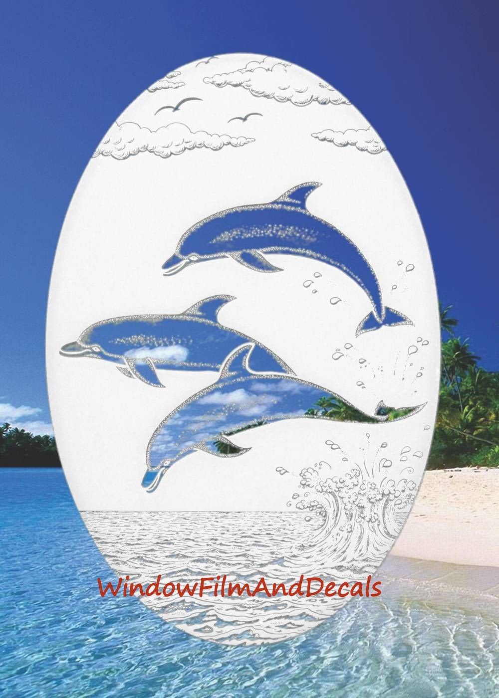 Beautiful Dolphins Jumping Decal on Boat Glass