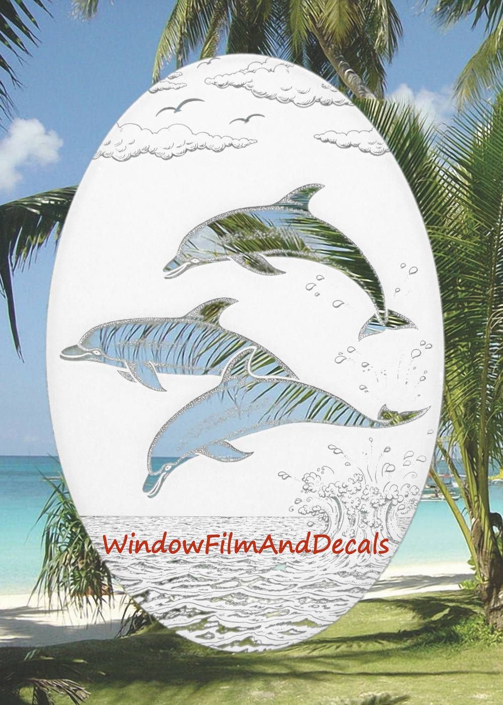 Dolphins Jumping Decal on Glass Window