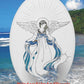 Angel Oval Static Cling Window Decal  - White w/Clear Design