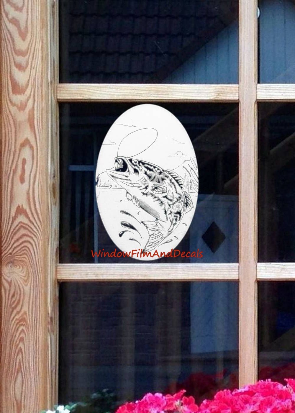 4x6 Bass Fishing Static Cling Etched Glass Decal