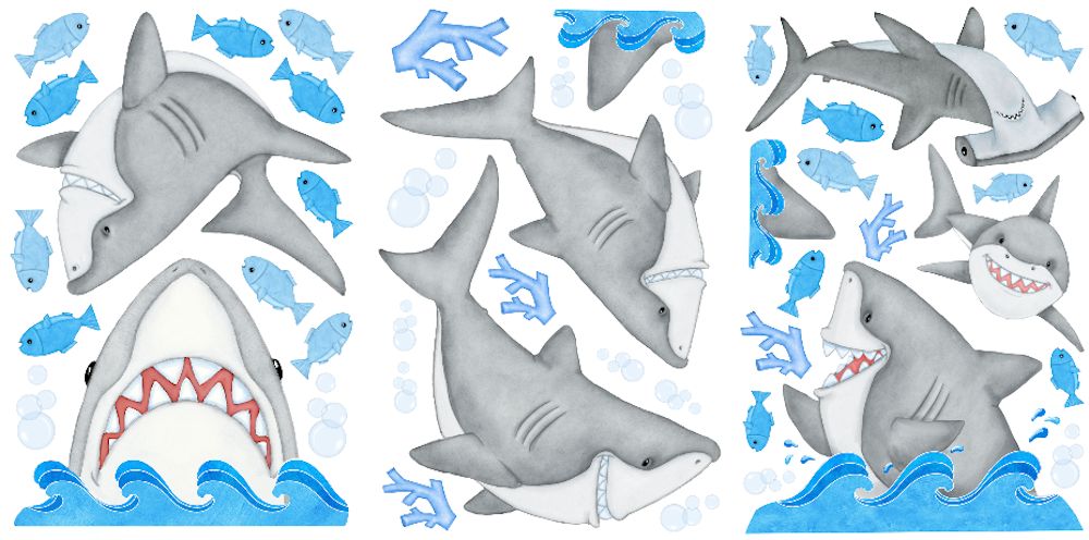 Fish'n Sharks Peel and Stick Wall Decals