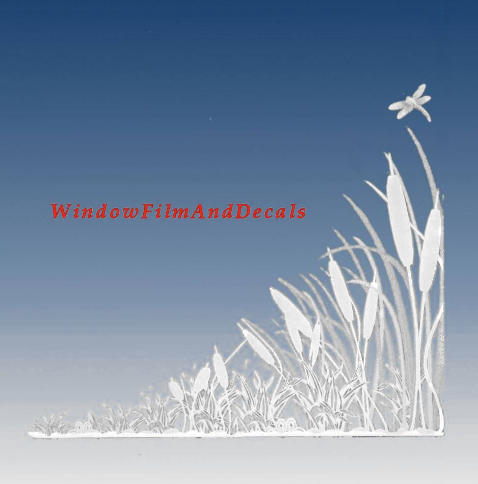 Cattail and Dragonfly Static Cling Vinyl Corners