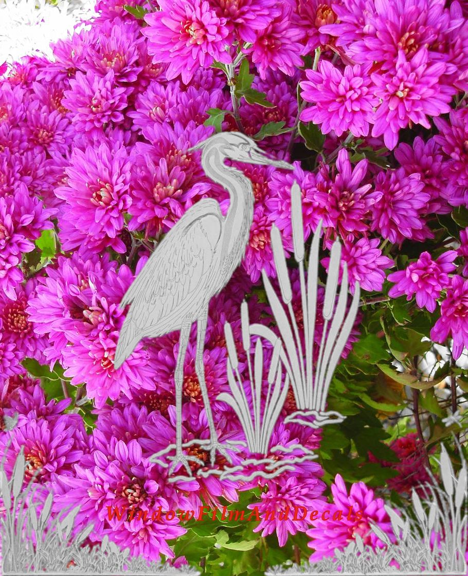 Egret Reversed with Cattails Reversed Corners