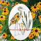 Egret Window Decal with Cattails Reversed Corners