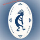 Kokopelli Left Oval Static Cling Window Decal 10.5" x 16" - White w/ Clear Design