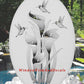 Lilies and Hummingbirds Oval Static Cling Window Decal - White w/Clear Design