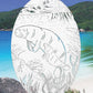 Manatee Scene Oval Static Cling Window Decal - White w/Clear Design